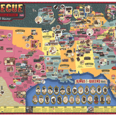 2025 CaGIS Map Design Competition, Honorable Mention, Professional Map Competition (Thematic): American Barbecue Map by Joseph Veazey (Veazey Studio)