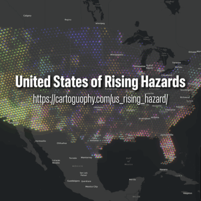 2024 CaGIS Map Design Competition, Honorable Mention, Student Map Competition (David Woodward Digital Map Award): United States of Rising Hazards by Atlas (Chenxiao) Guo, University of Wisconsin-Madison