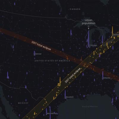 2025 CaGIS Map Design Competition, Honorable Mention, Professional Map Competition (Interactive/Digital): Mapping the eclipse: A journey through darkness by Cooper Thomas, Ashley Du, David Asbury, Esri
