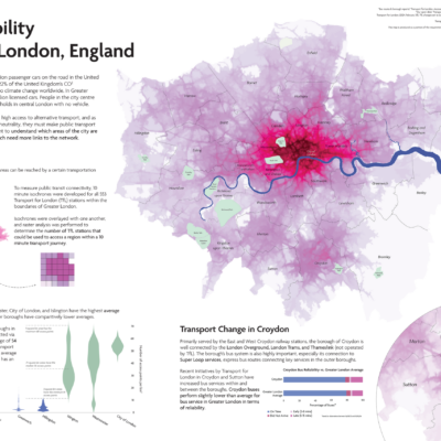 2025 CaGIS Map Design Competition, Honorable Mention, Student Map Competition (Arthur Robinson Print Map Award): Urban Mobility in Greater London, England by Megan O'Brien, Centre of Geographic Sciences (COGS), Nova Scotia Community College